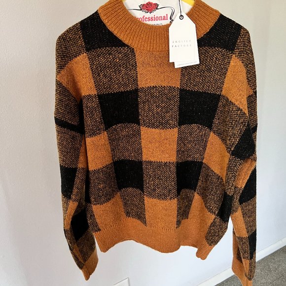 English Factory Sweaters - Make an Offer: English Factory Brown Plaid Sweater